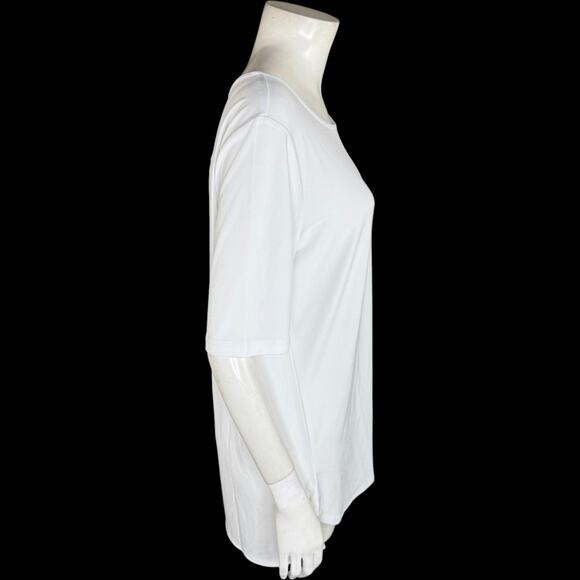 Susan Graver Modern Essentials Pet Liquid Knit Shirttail Tunic White L PETITE - Picture 10 of 13